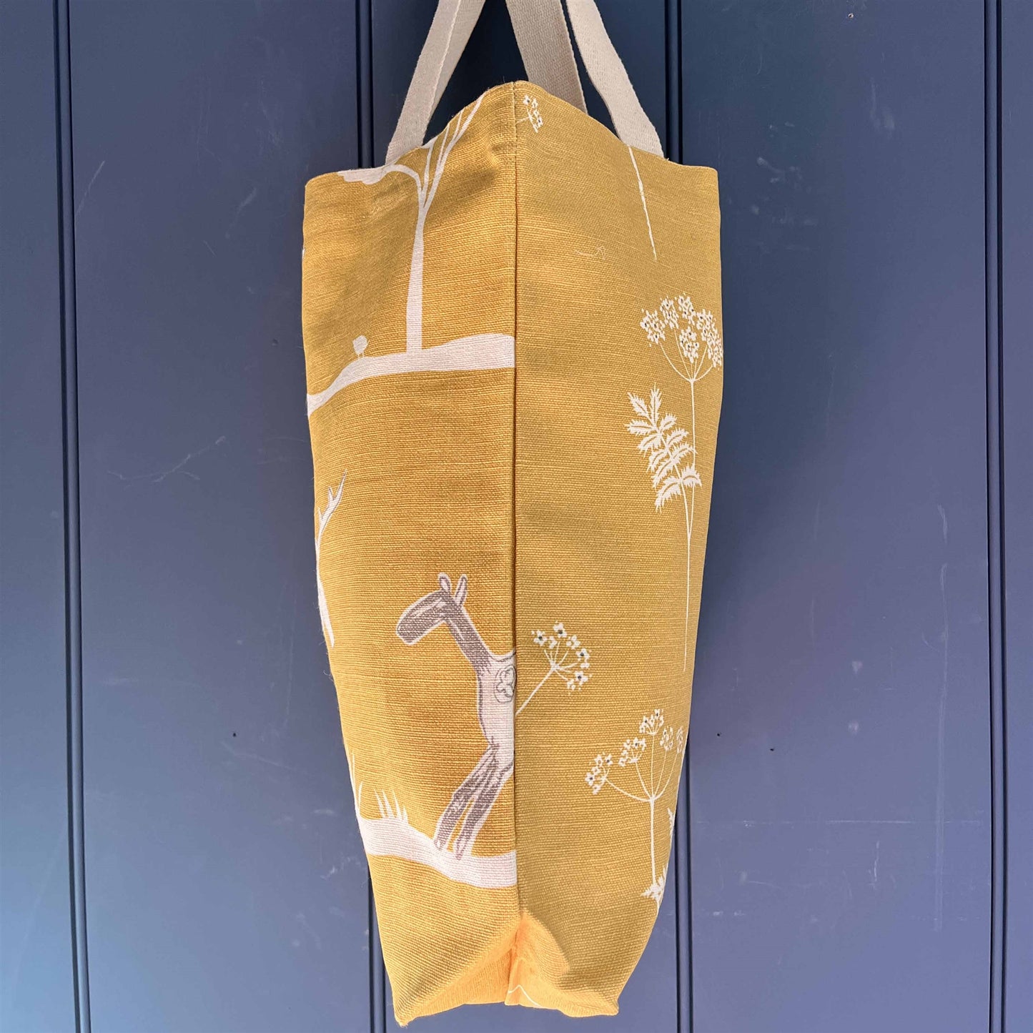 Tote Bag in Cow Parsley, Saffron & Charcoal and Wild & Free, Saffron and Charcoal