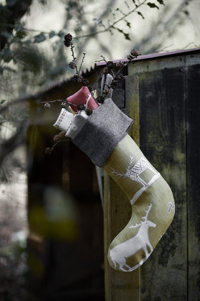 Christmas stocking made from Vanessa Arbuthnott fabric