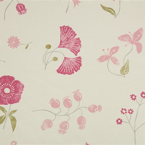 Wild Fern Lily Pink Designer Fabric, Curtain and Upholstery Material
