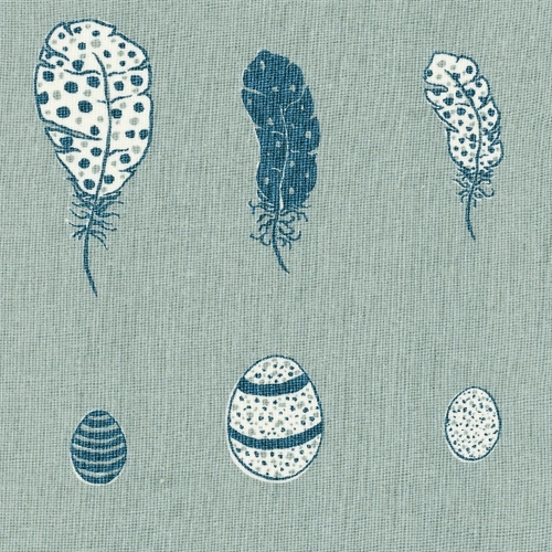Feather and Egg - Duck Egg, Denim - remnants