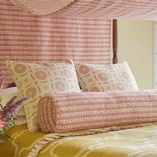 Dotty Check - Lily Pink, Soft Raspberry, Ochre - bolster