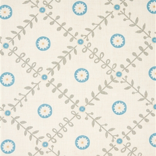 Fruit Garden Detail - Pigeon, Powder Blue, Straw - Cut Lengths