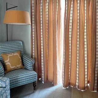 Pair of curtains in Malmo - Carrot, Cornflower, Cranberry - Was £1,115 - NOW £669