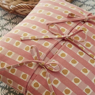 Dotty Check - Lily Pink, Soft Raspberry, Ochre - square