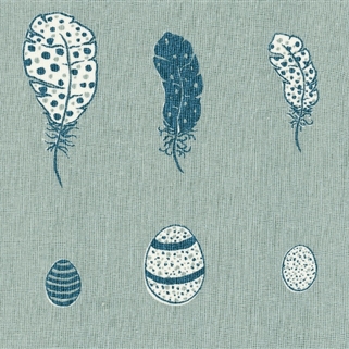 Duck Egg, Denim - Feather and Egg - remnants