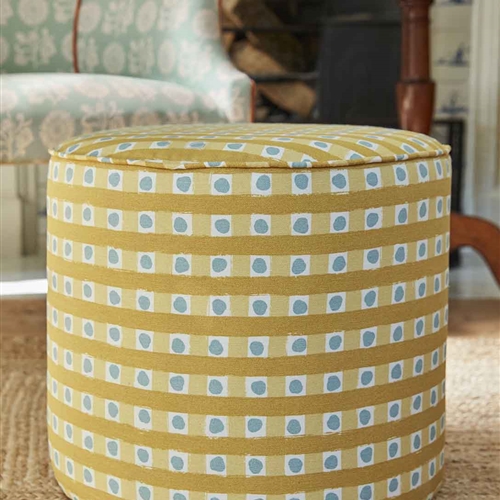 Circular Pouffe (Small) - Dotty Check - Soft Ochre - Was £489, NOW £440