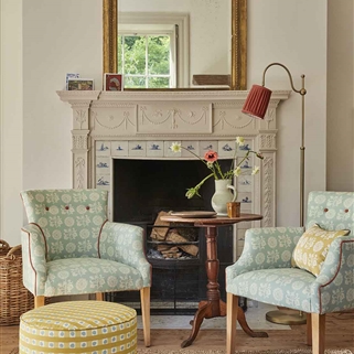 Circular Pouffe (Small) - Dotty Check - Soft Ochre - Was £489, NOW £440