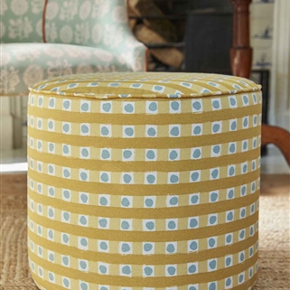 Circular Pouffe (Small) - Dotty Check - Soft Ochre - Was £489, NOW £440