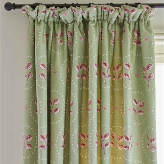 LHS Single Curtain in Down to Earth - Apple Green, Raspberry